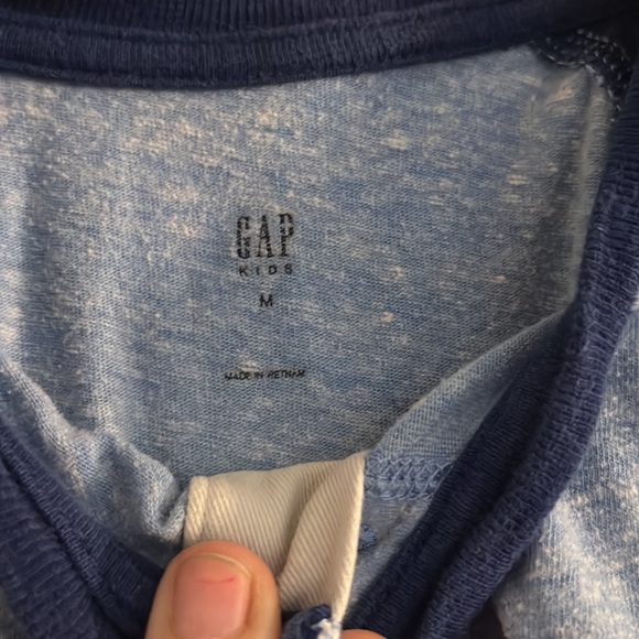 Boys Gap Blue & Navy Raglan Button Collar Long-sleeve Tee - Picture 4 of 4